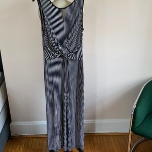 Black & white striped knit jumpsuit